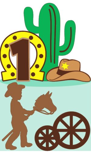 Kit C/ 5 Arquivo De Corte: Topo De Bolo Cowboy Cavalo 003