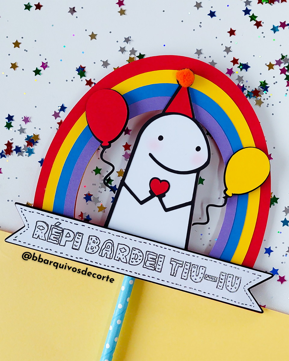 KIT C/ 5 ARQUIVO DE CORTE: TOPO DE BOLO FLORK BENTO CAKE 016