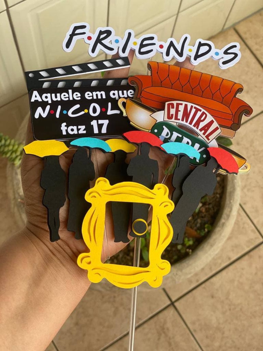 KIT C/ 5 ARQUIVO DE CORTE: TOPO DE BOLO FRIENDS 001