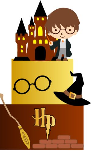 Kit C/ 5 Arquivo De Corte: Topo De Bolo Harry Potter 003