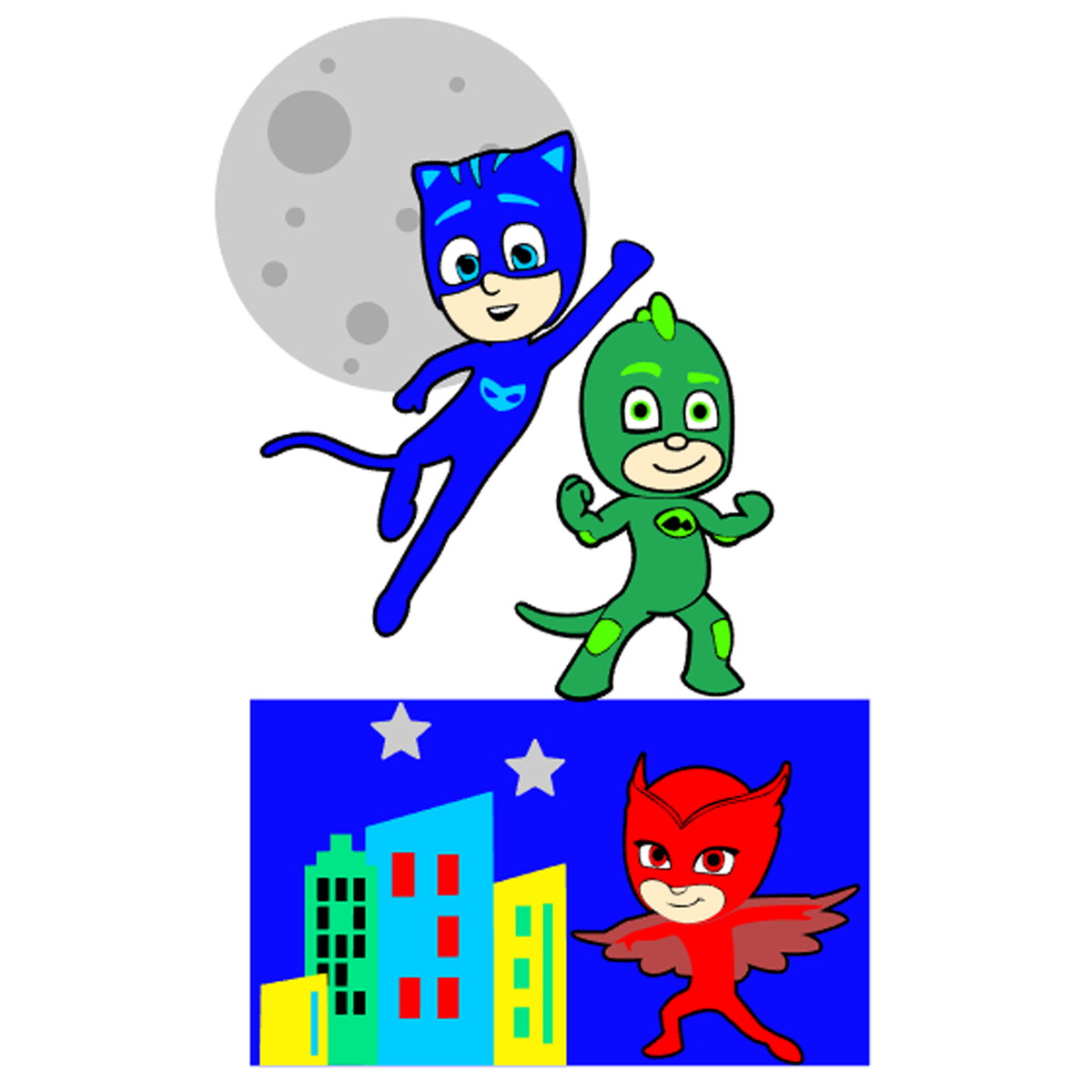 Kit C/ 5 Arquivo De Corte: Topo De Bolo Pj Mask 001