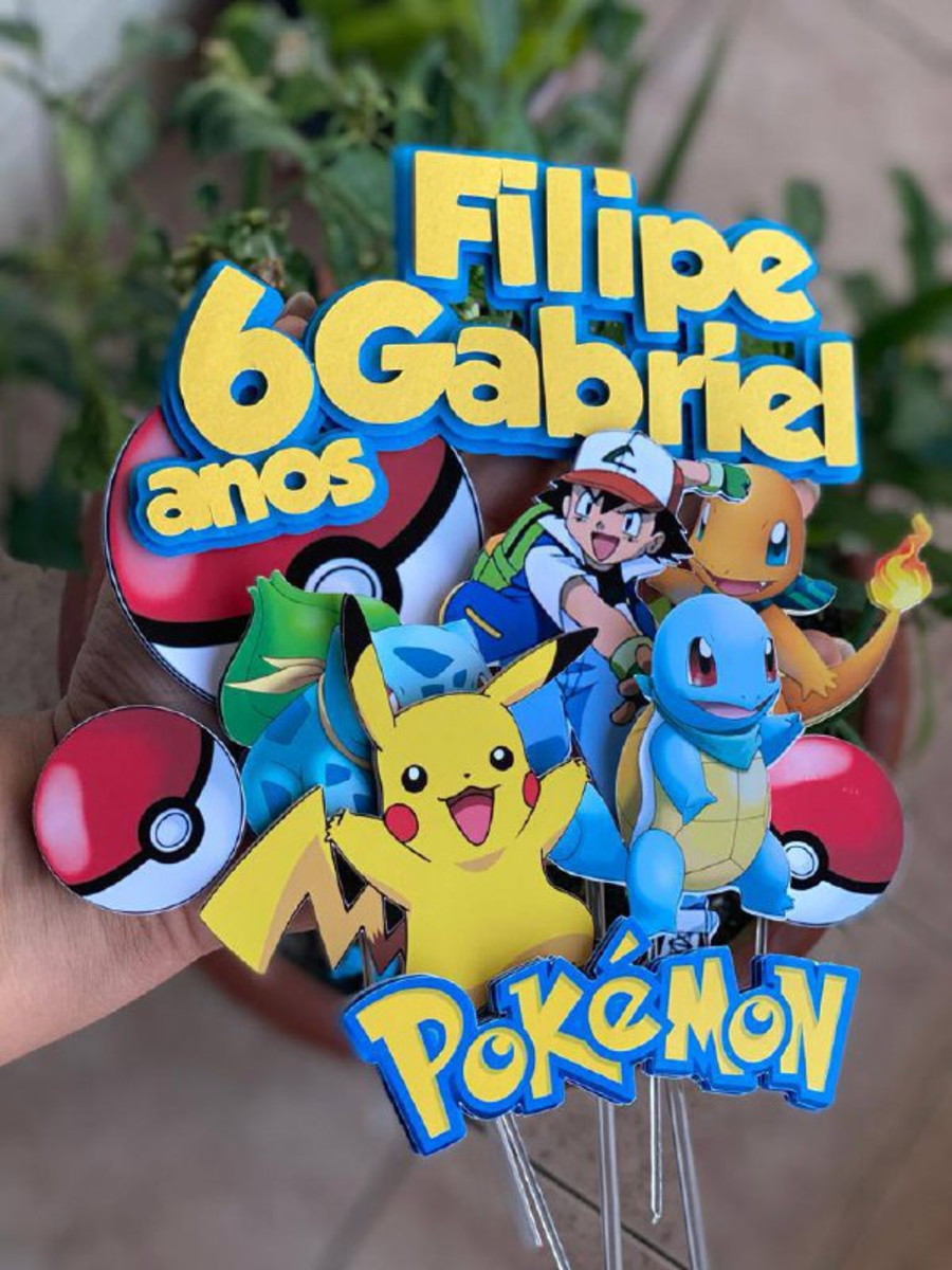 KIT C/ 5 ARQUIVO DE CORTE: TOPO DE BOLO POKÉMOM 002