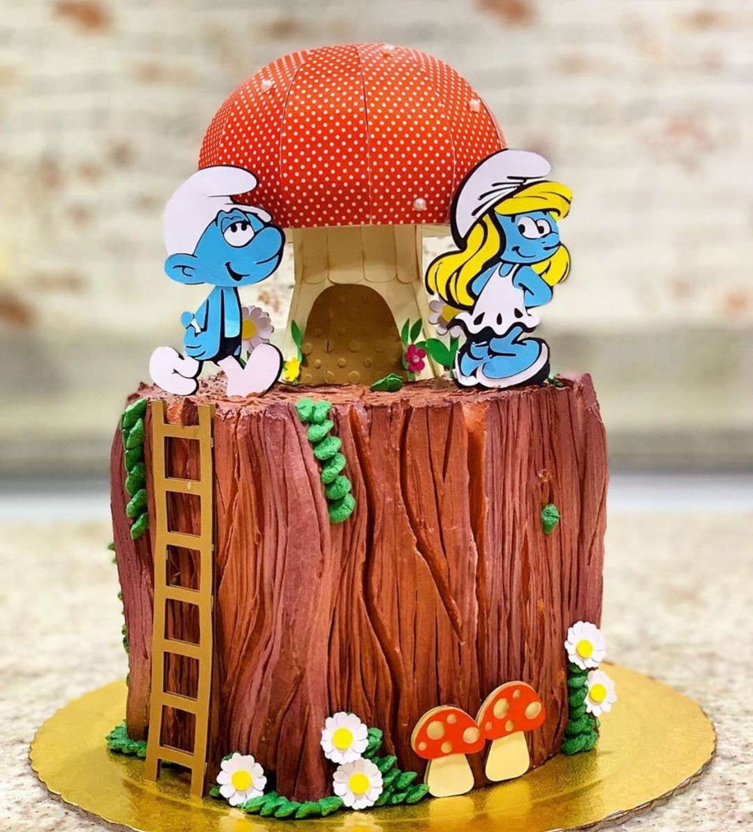 KIT C/ 5 ARQUIVO DE CORTE: TOPO DE BOLO SMURFS 001