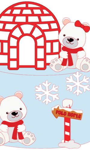 KIT C/ 5: ARQUIVO DE CORTE TOPO DE BOLO URSO POLAR 001
