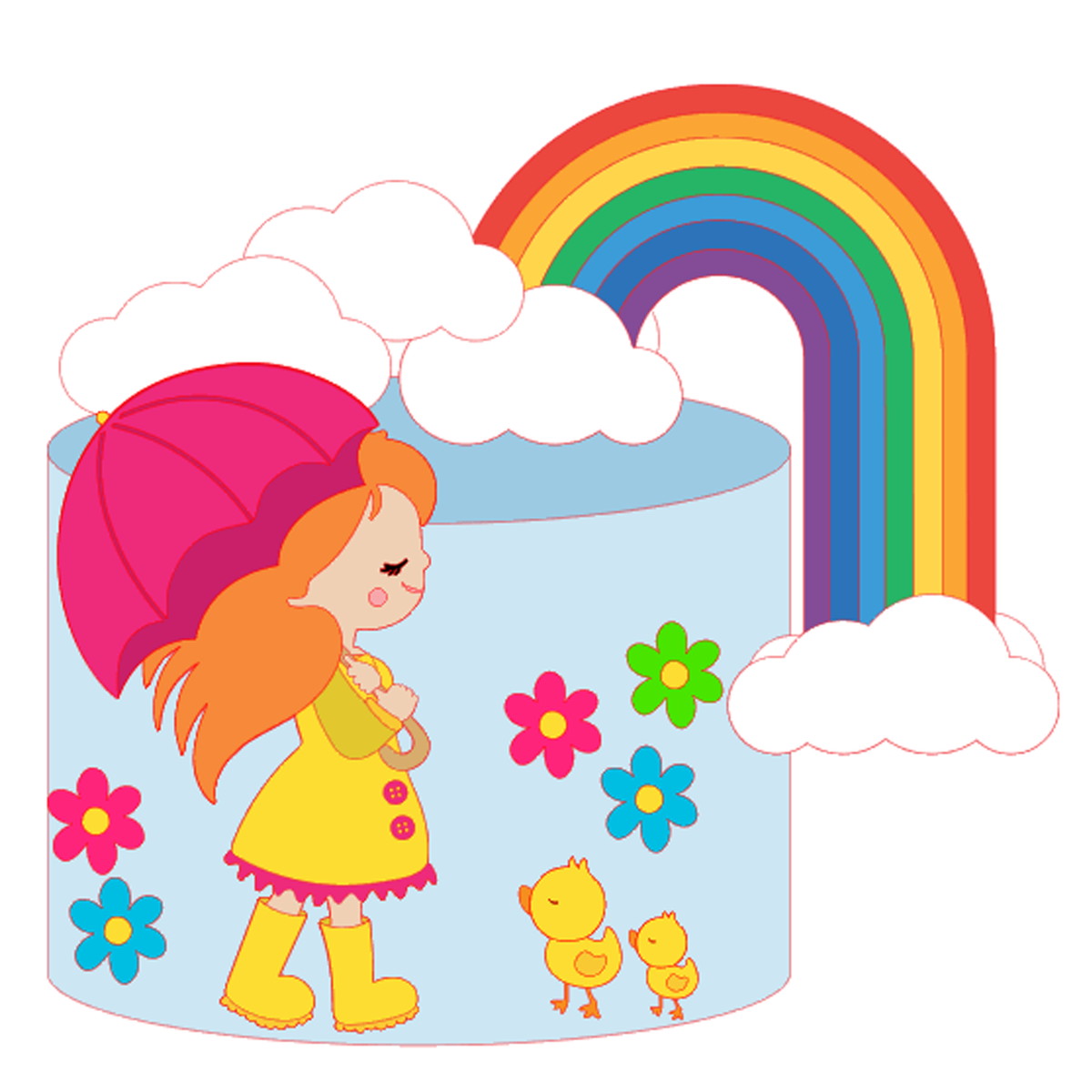 KIT C/ 5 ARQUIVO DE CORTE: TOPO MENINA NUVEM E ARCO IRIS 004