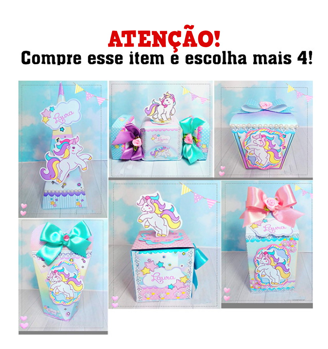 Kit c/ 5: Arquivo de corte Unicórnio 2