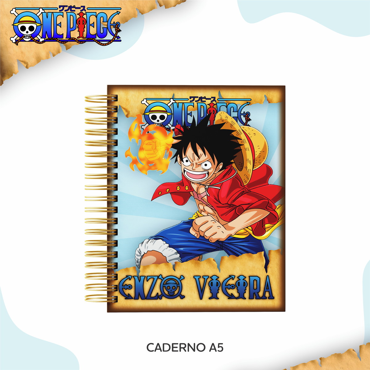 Kit c/ 5 Arquivos: 13 - KIT ESCOLAR ETIQUETAS ONE PIECE - Imagem 3