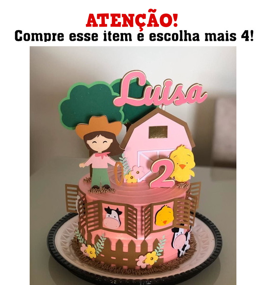 KIT C/ 5 ARQUIVOS DE CORTE: TOPO FAZENDINHA MENINA 001