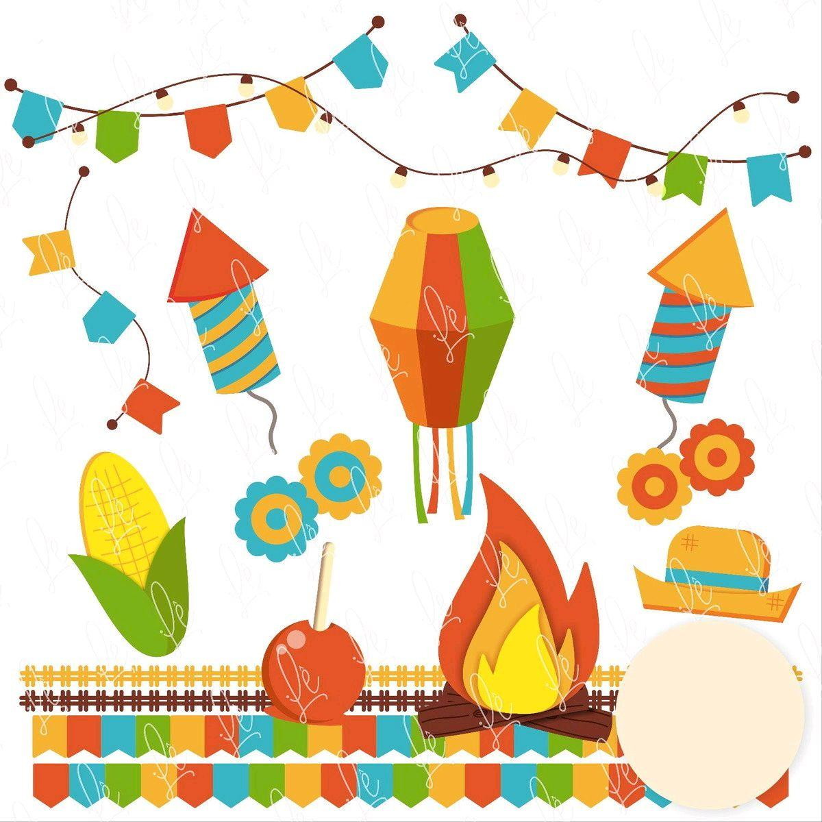 Kit Clipart - Scrapbook - Papel Digital Junino (#541) - Imagem 2