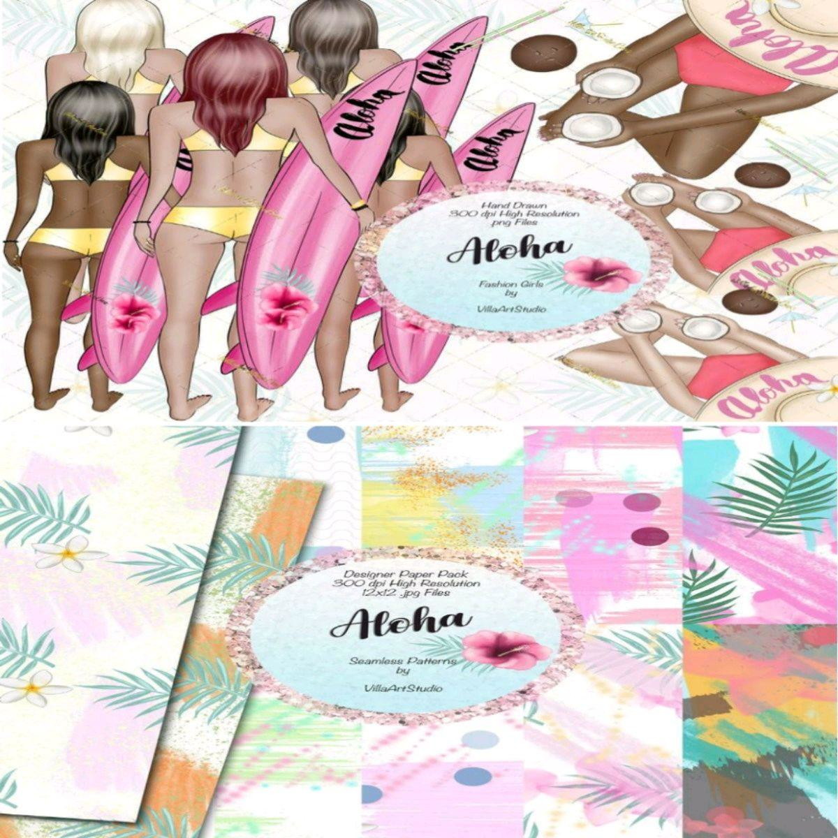 Kit Clipart - Scrapbook Surf Aloha Fashion Girls (#344)