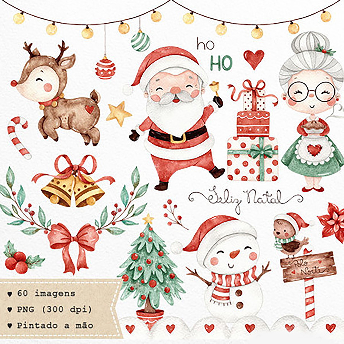 Kit Digital Natal Aquarelado #1