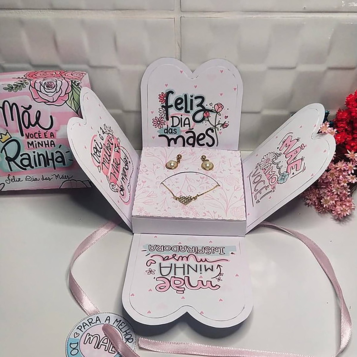 MINI CAIXA EXPLOSÃO PARA JÓIAS DIA DAS MÃES (studio e pdf)