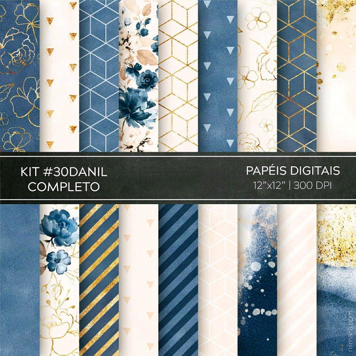 Papel Digital - Kit 30 Anil Completo (#362)