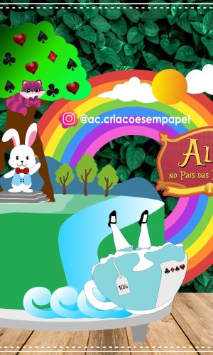 Topo de Bolo Alice no País das Maravilhas