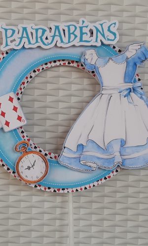 Topo de Bolo Alice no País das Maravilhas