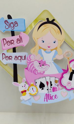 Topo de Bolo Alice no País das Maravilhas