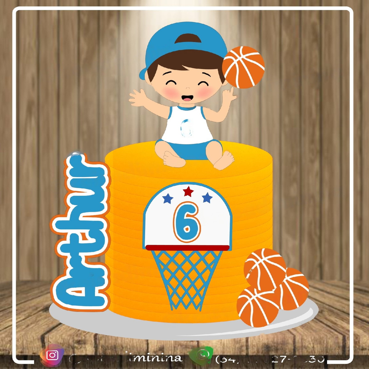 Topo de Bolo Basquete