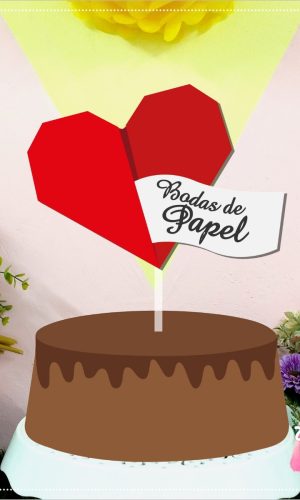 Topo de Bolo Bodas de Papel