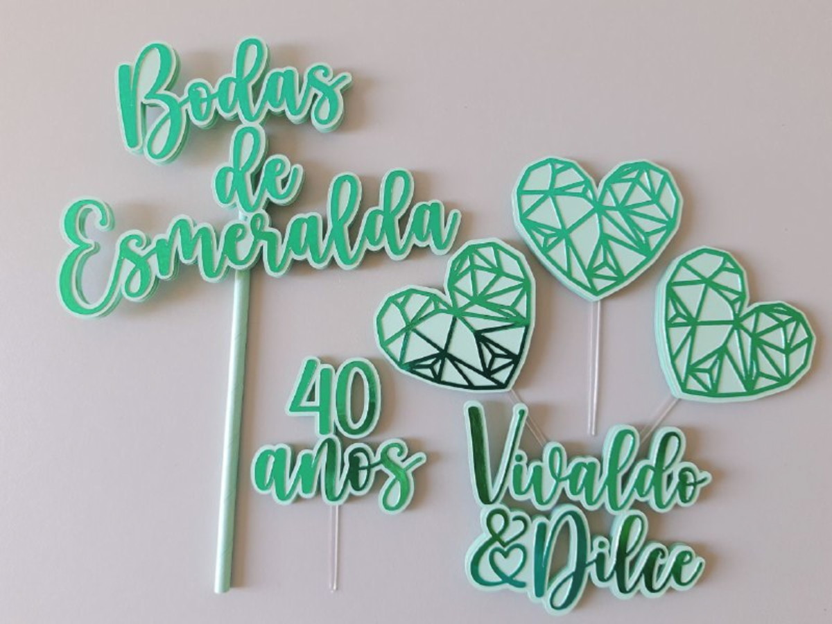 Topo de Bolo Bodas Esmeralda