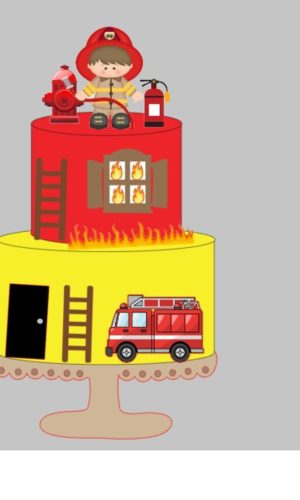 Arquivo de corte Topo de bolo bombeiro