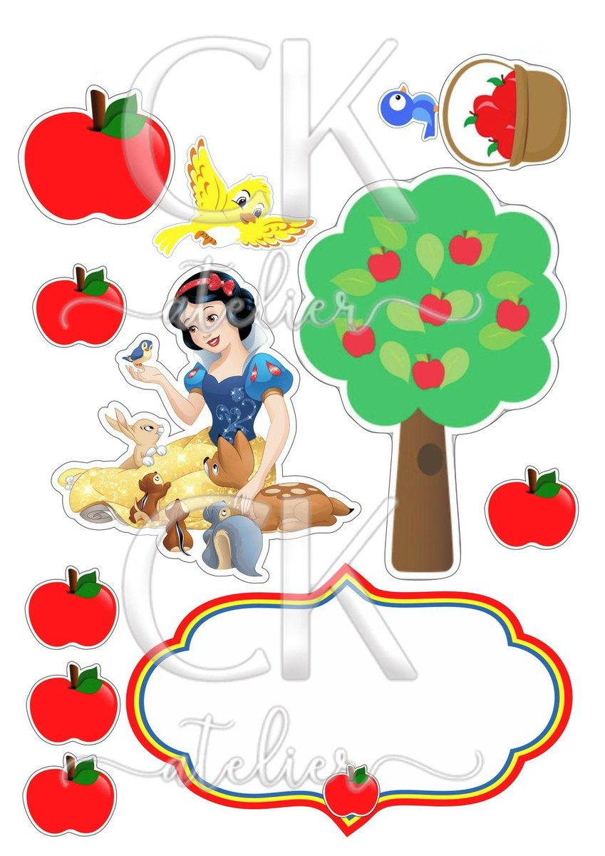 Topo de Bolo Branca de Neve
