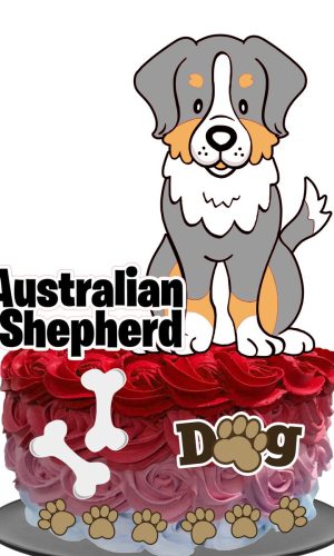 Topo de Bolo Cachorrinho (Australian Shepherd)
