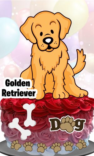 Topo de Bolo Cachorrinho (Golden)