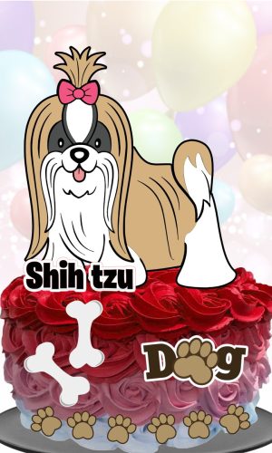 Topo de Bolo Cachorrinho (Shihtzu)