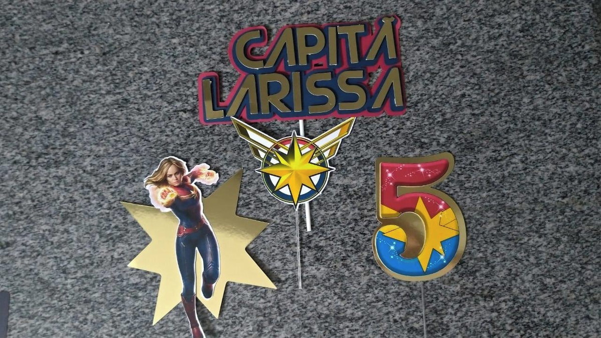 Topo de Bolo Capitã Marvel - Imagem 2