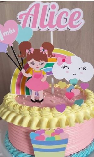 Topo de Bolo Chuva de Amor