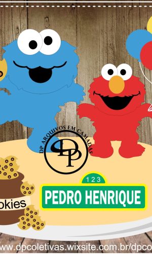 Topo de Bolo Cookie Monster