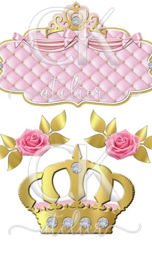 Topo de Bolo Coroa Princesa