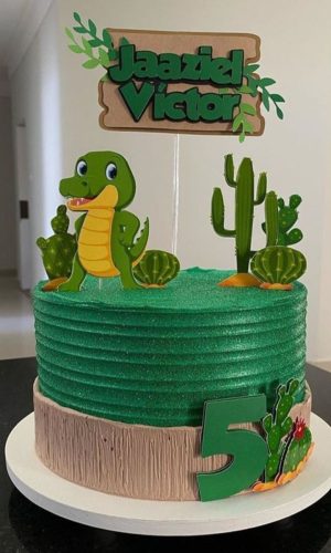 Topo de Bolo Crocodilo Dinossauro
