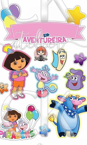 Topo de Bolo Dora Aventureira