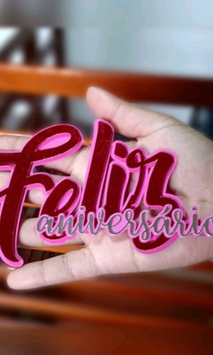 Topo de Bolo Feliz Aniversario