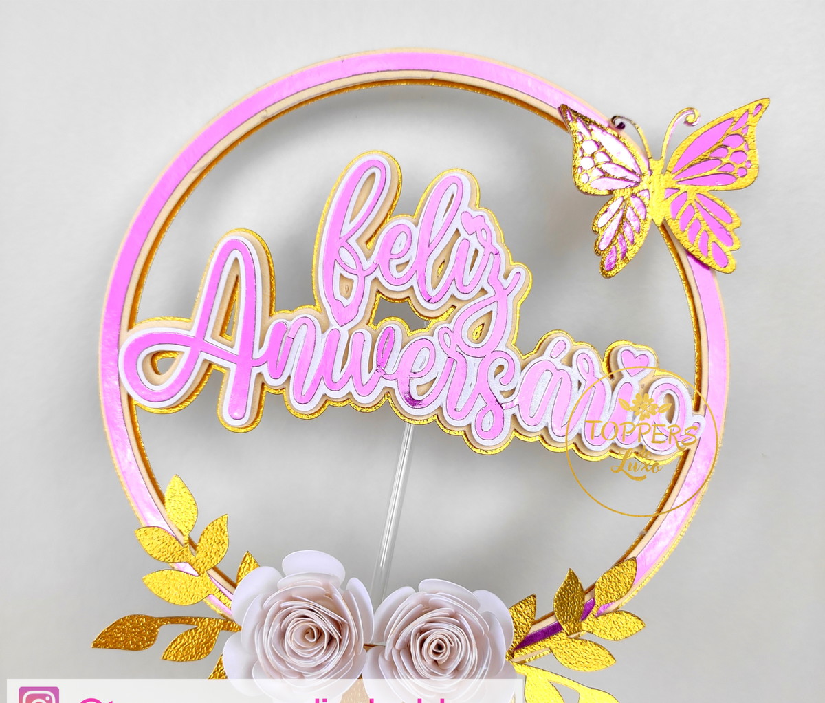 Topo de Bolo Feliz Aniversario