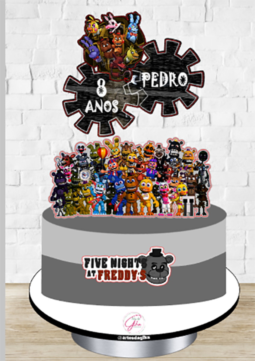 Topo de Bolo Five Night At Freddys