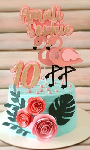 Topo de Bolo Flamingo