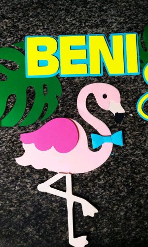 Topo de Bolo Flamingo