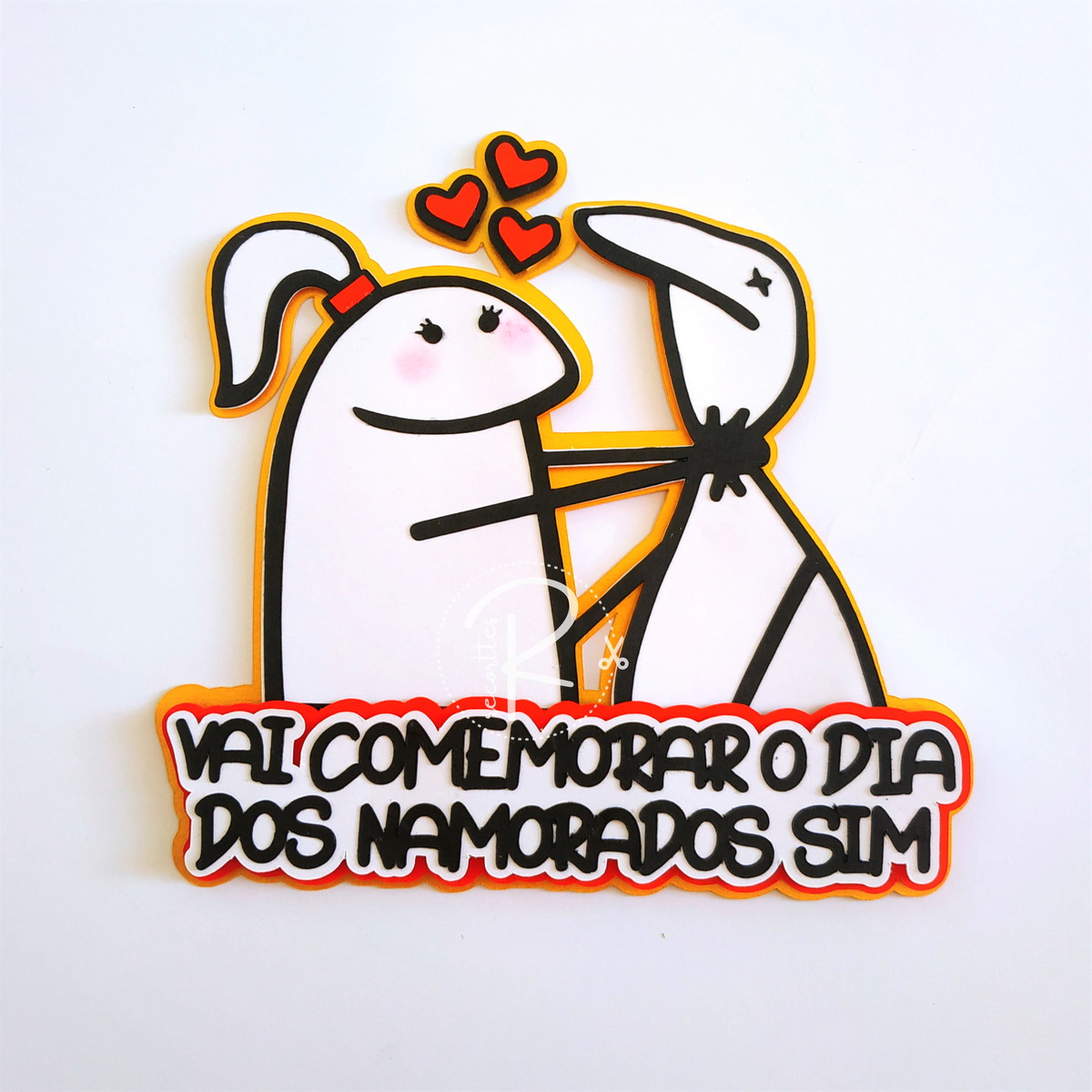 Topo de Bolo Flork Dia dos Namorados