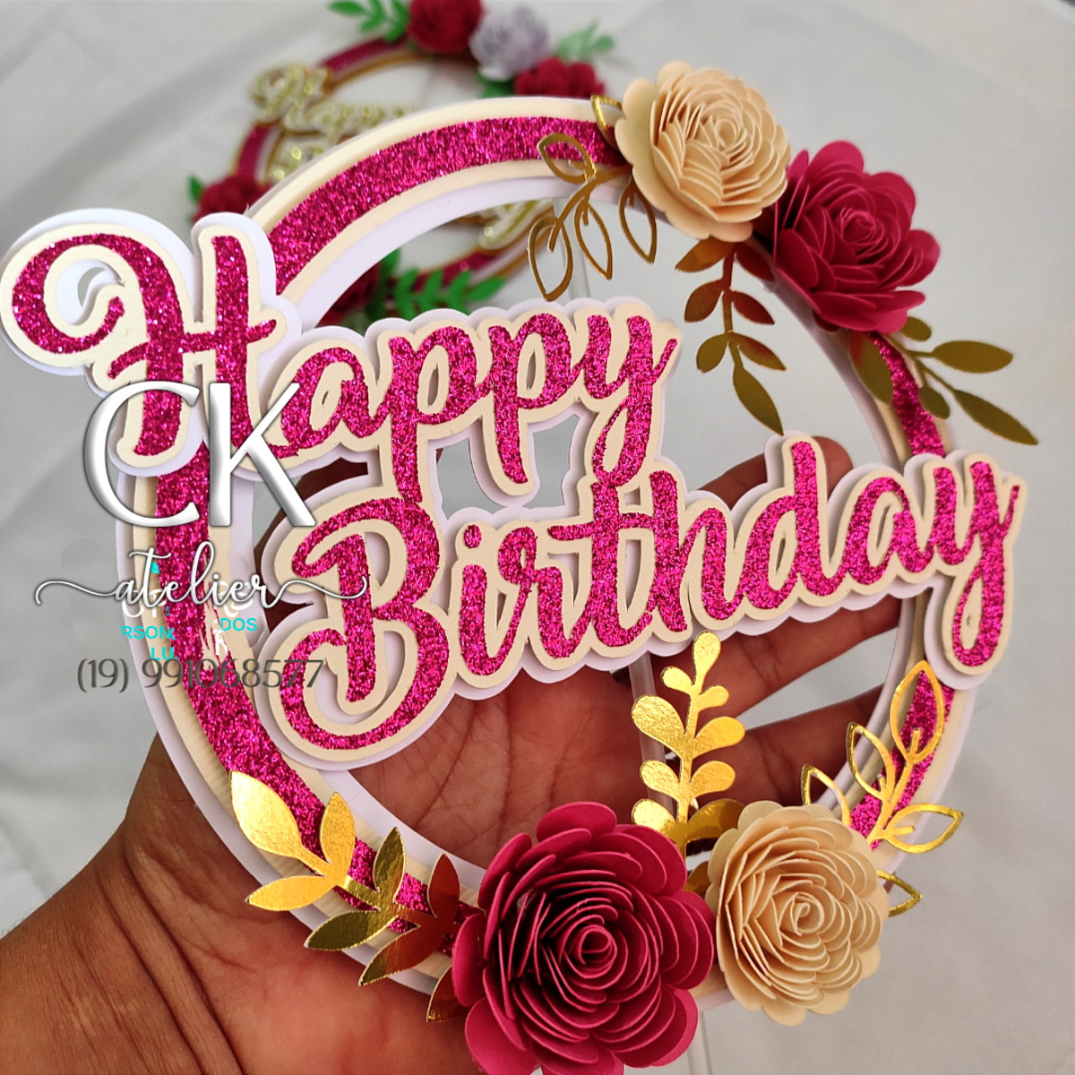 Topo de Bolo Happy Birthday