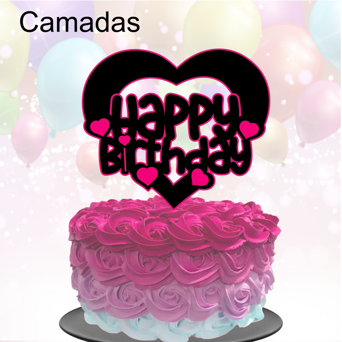 Topo de Bolo Happy birthday