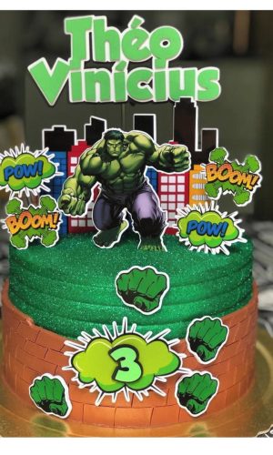 Topo de Bolo Hulk