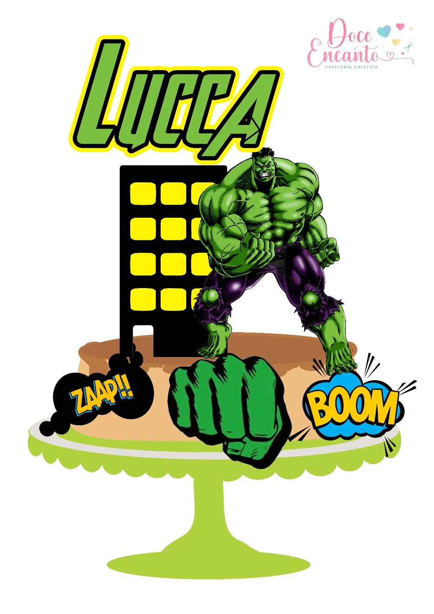 Topo de Bolo Hulk