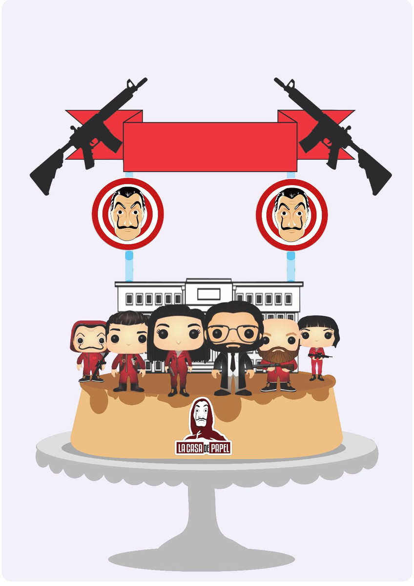 Topo de Bolo La Casa de Papel