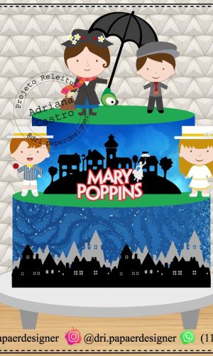 Topo de Bolo Marry Poppins