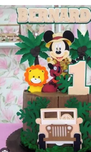 Topo de Bolo Mickey Safari