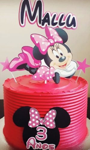 Topo de Bolo Minie Rosa