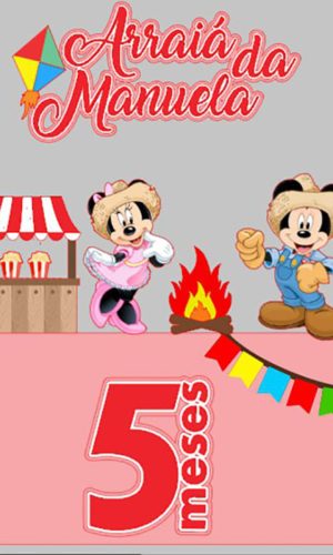 Topo de Bolo Minnie e Mickey Arraiá