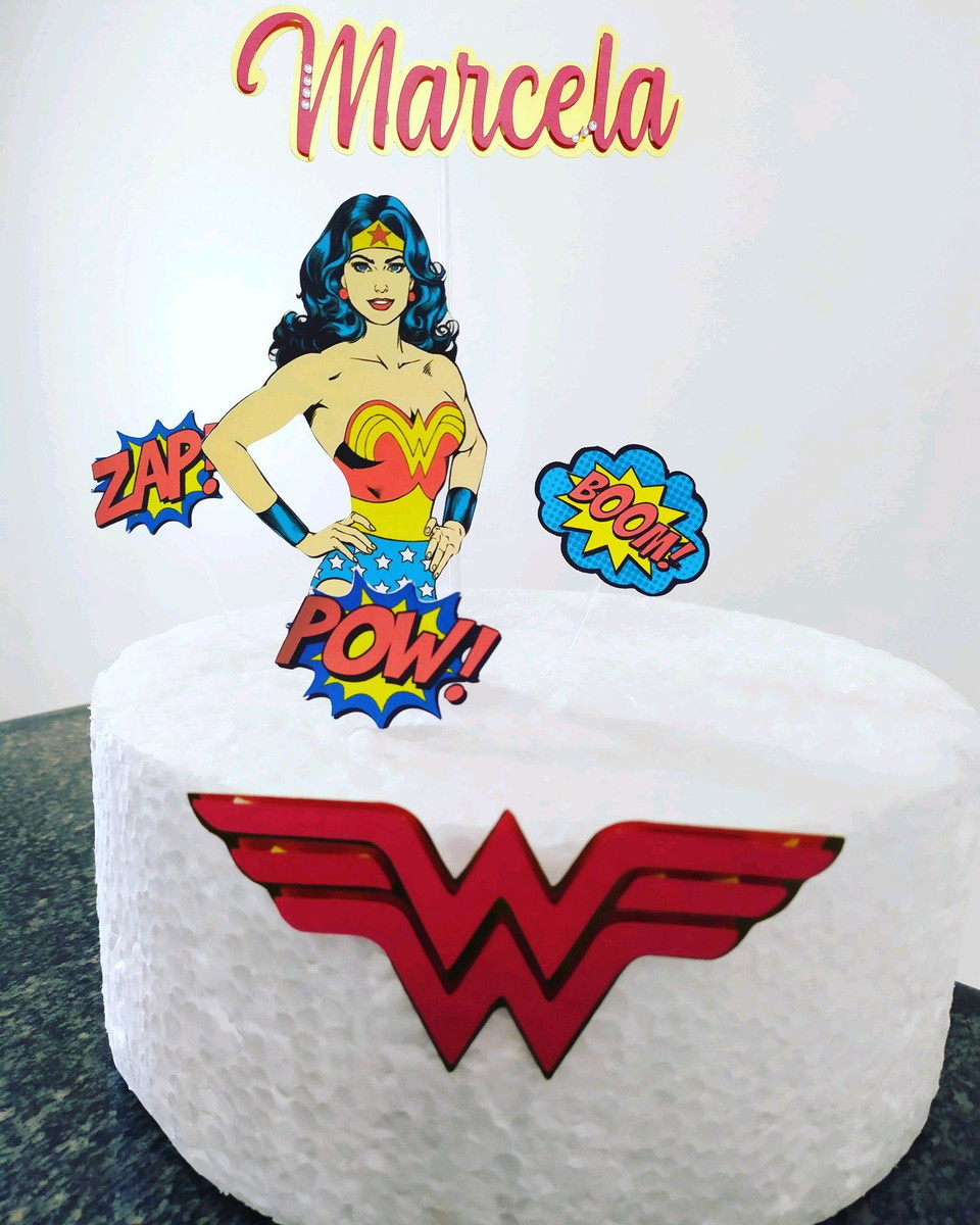 Topo De Bolo Mulher Maravilha - Imagem 2